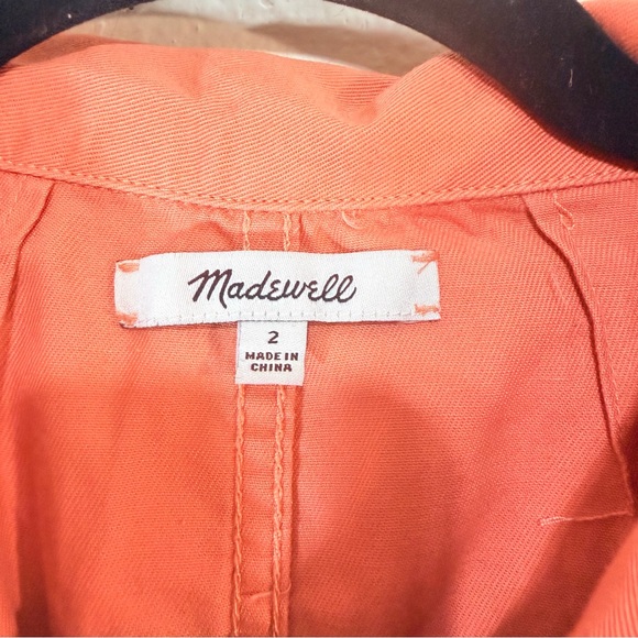 Madewell Coral Wide-Leg Utility Jumpsuit Button Front Tie Waist Size 2 - Picture 4 of 5